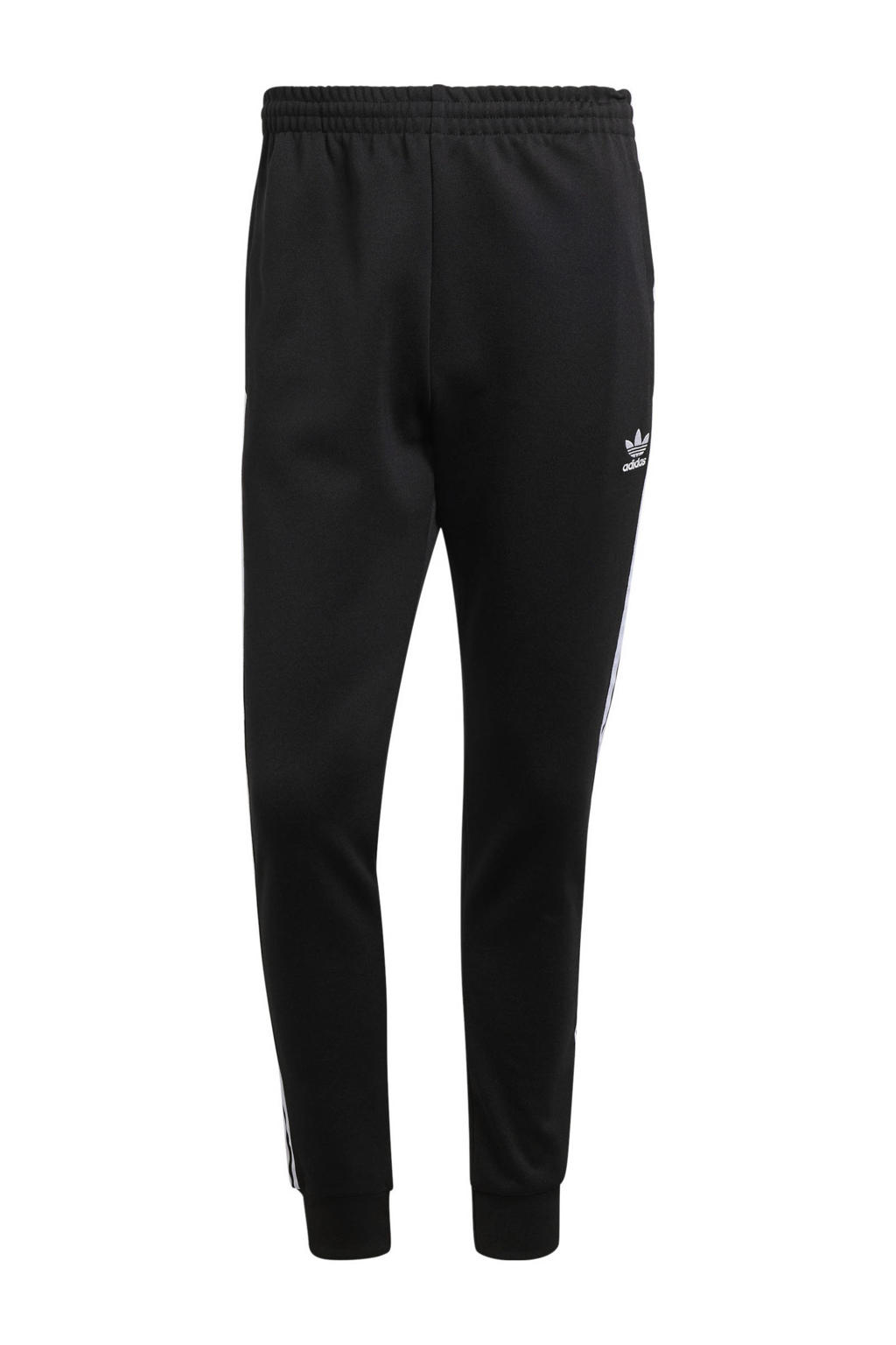 Zwart en witte heren adidas Originals slim fit joggingbroek Superstar van polyester met elastische tailleband met koord en effen