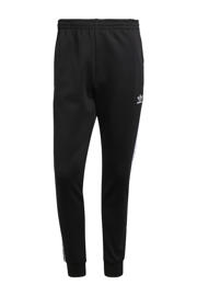 thumbnail: Zwart en witte heren adidas Originals slim fit joggingbroek Superstar van polyester met elastische tailleband met koord en effen