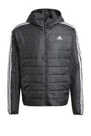 thumbnail: Zwart en witte heren adidas Sportswear outdoor jack van polyester met lange mouwen, capuchon en ritssluiting