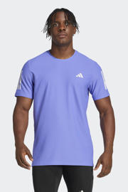 thumbnail: Blauwe heren adidas Performance hardloopshirt van polyester met korte mouwen en ronde hals