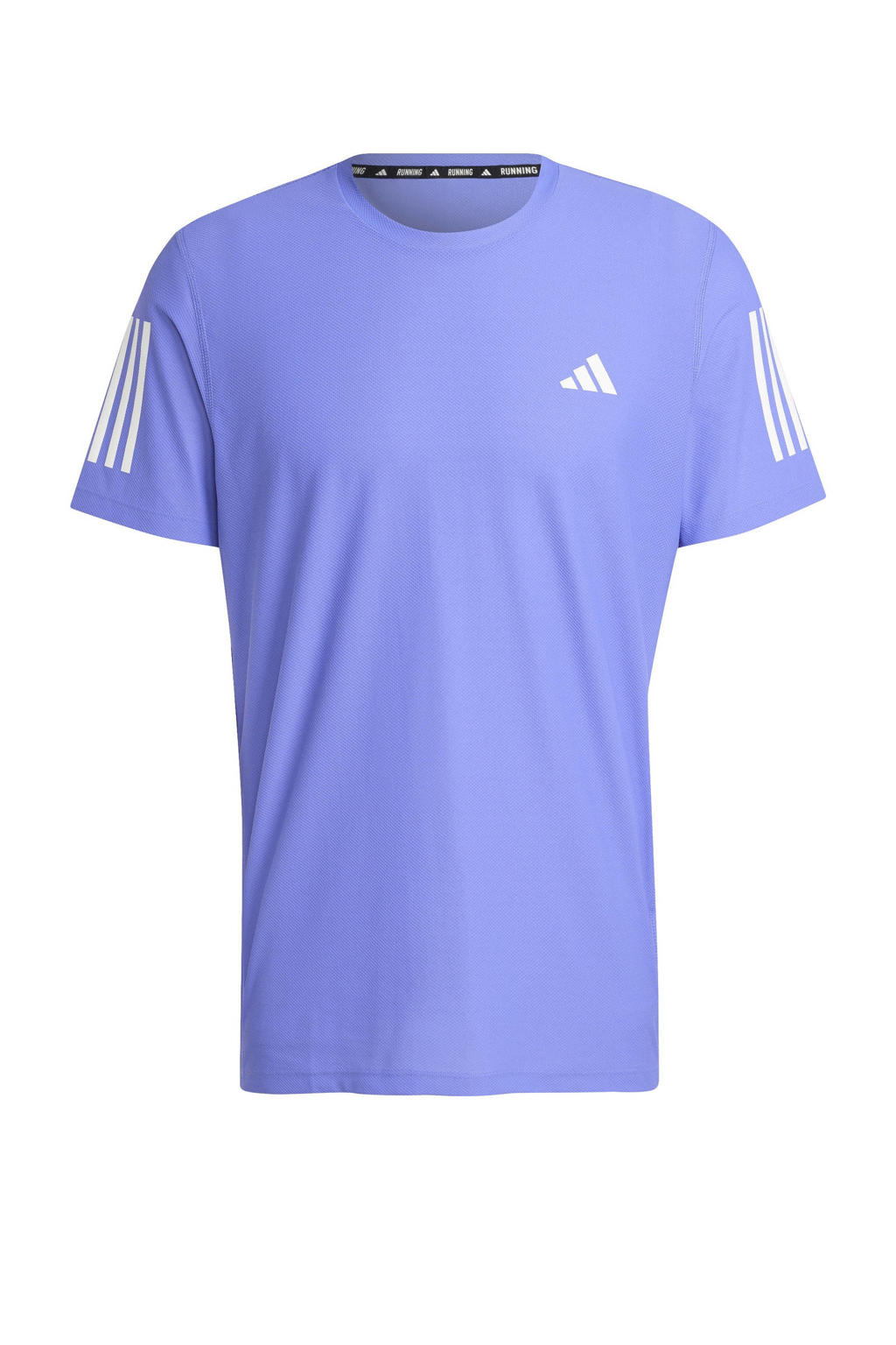 Blauwe heren adidas Performance hardloopshirt van polyester met korte mouwen en ronde hals