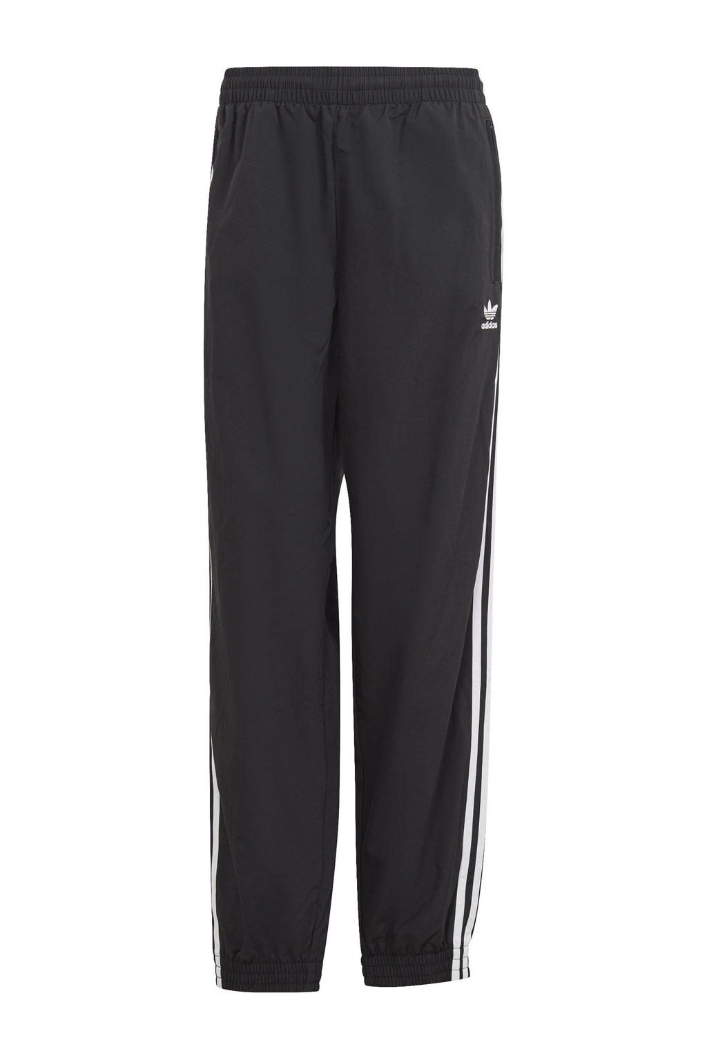 Zwart en witte heren adidas Originals Adicolor Woven Firebird trainingsbroek van nylon met regular fit, elastische tailleband met koord en effen