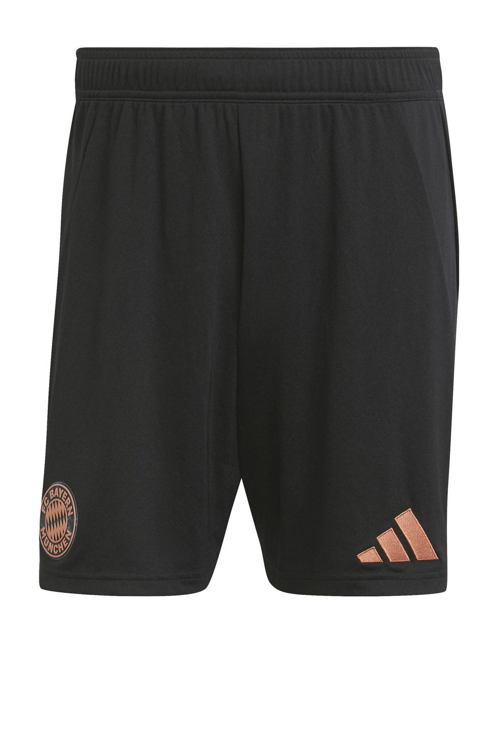 Zwarte heren adidas Performance Senior FC Bayern München voetbalshort Uit van polyester met elastische tailleband met koord en logo dessin