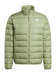 thumbnail: Lichtgroene heren adidas Sportswear outdoor jas van polyester met effen, lange mouwen, capuchon en ritssluiting