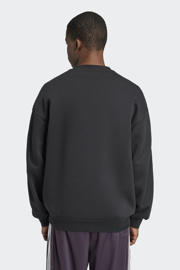 thumbnail: Zwart en witte heren adidas Originals sweater van katoen met effen, lange mouwen en ronde hals