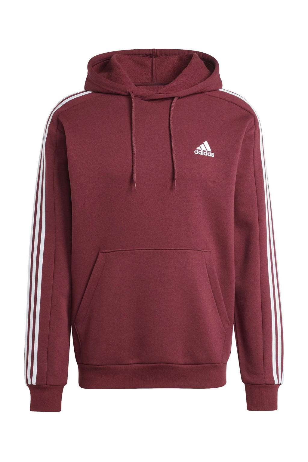 Donkerrode heren adidas Sportswear hoodie van katoen met effen, lange mouwen en capuchon