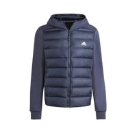 thumbnail: Donkerblauwe heren adidas Sportswear outdoor jack van polyester met effen, lange mouwen, capuchon en ritssluiting