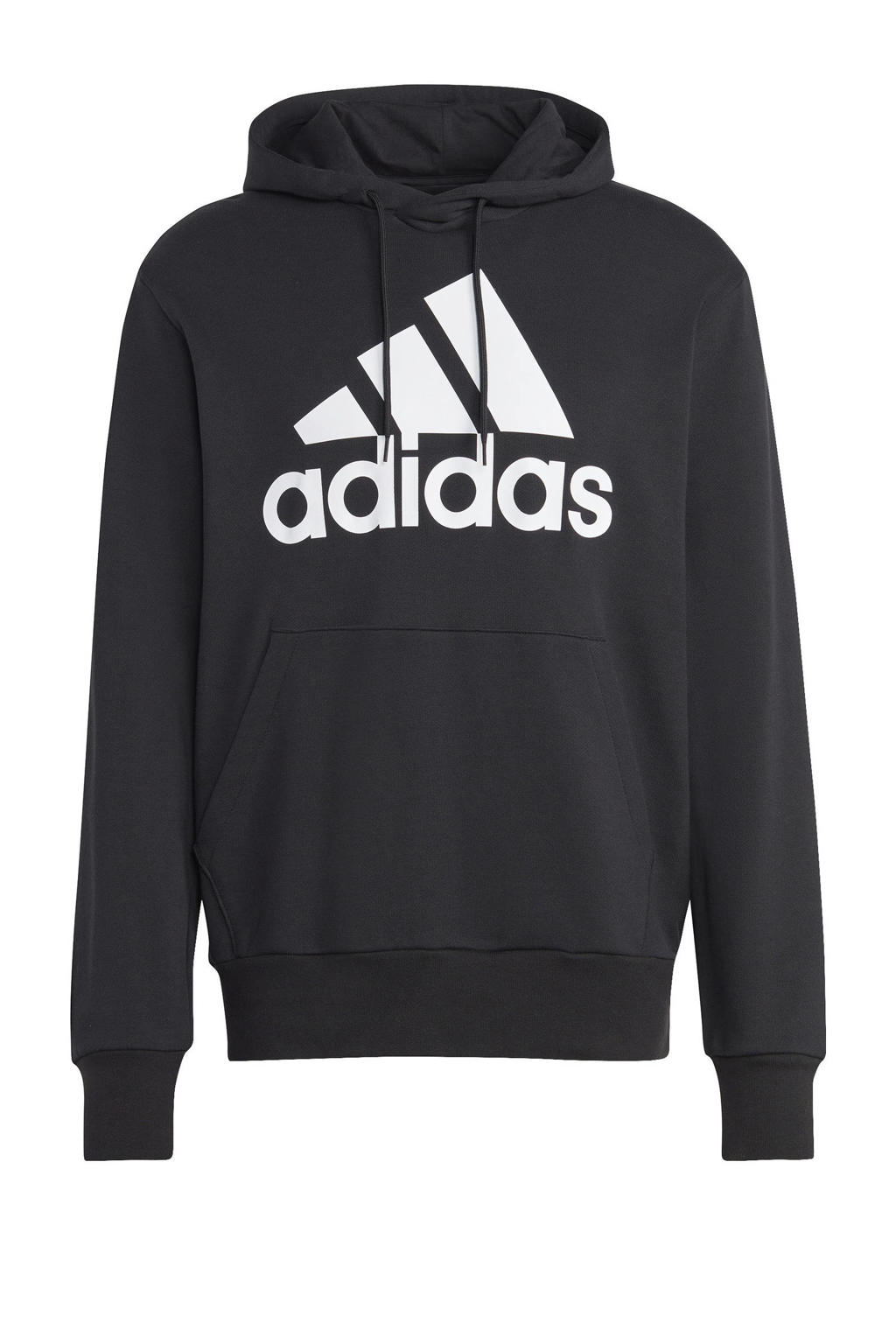 Zwarte heren adidas Sportswear hoodie van katoen met logo dessin, lange mouwen en capuchon