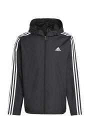 thumbnail: Zwarte heren adidas Sportswear windjack van polyester met effen, lange mouwen, capuchon en ritssluiting