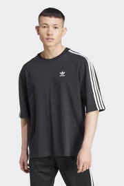 thumbnail: Zwart en witte heren adidas Originals oversized T-shirt van katoen met effen, korte mouwen en ronde hals