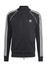 thumbnail: Zwart en witte heren adidas Originals sweatvest Superstar van polyester met effen, lange mouwen, ronde hals en ritssluiting