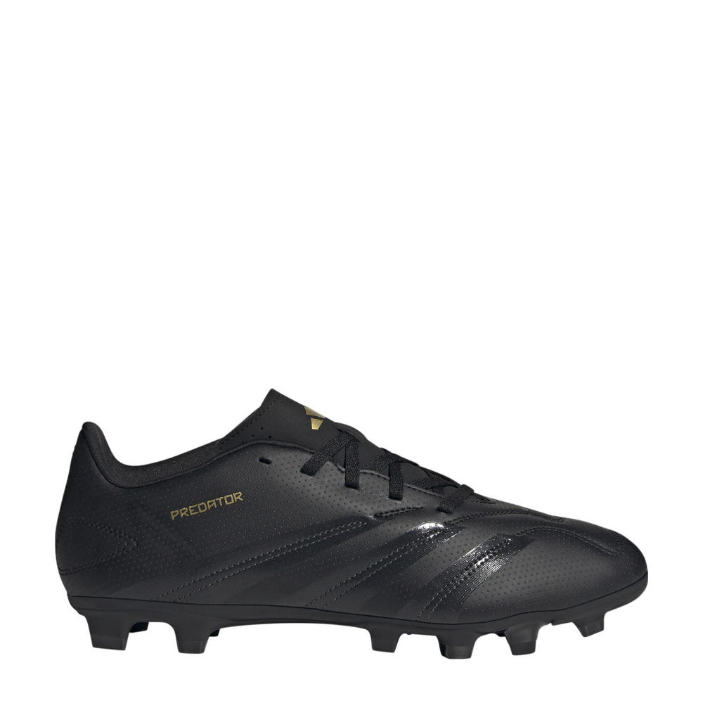 Zwart, antraciet en gouden heren adidas Performance Predator Club senior voetbalschoenen van imitatieleer/voering: mesh/voetbed: eva met veters
