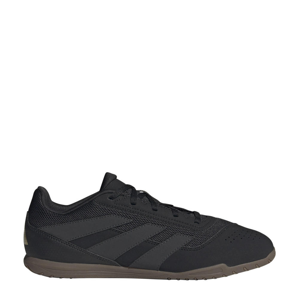 Zwart, antraciet en gouden heren adidas Performance Predator Club senior zaalvoetbalschoenen van imitatieleer/voering: mesh/voetbed: eva met veters