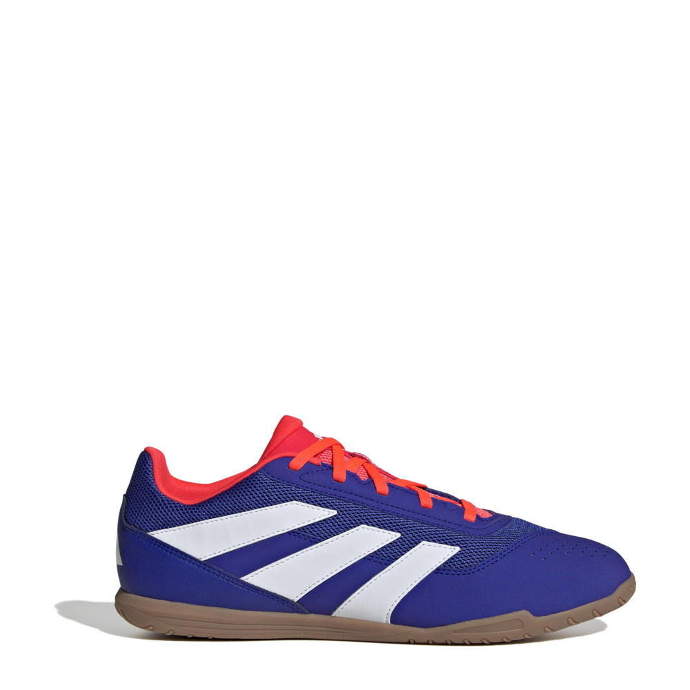 Kobaltblauw, wit en oranje heren adidas Performance Predator Club senior zaalvoetbalschoenen van imitatieleer/voering: mesh/voetbed: eva met veters