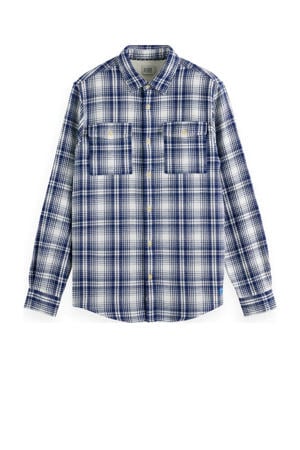 geruit regular fit overhemd blauw