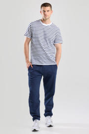thumbnail: Blauwe heren America Today oversized T-shirt Eric van katoen met strepenprint, korte mouwen en ronde hals