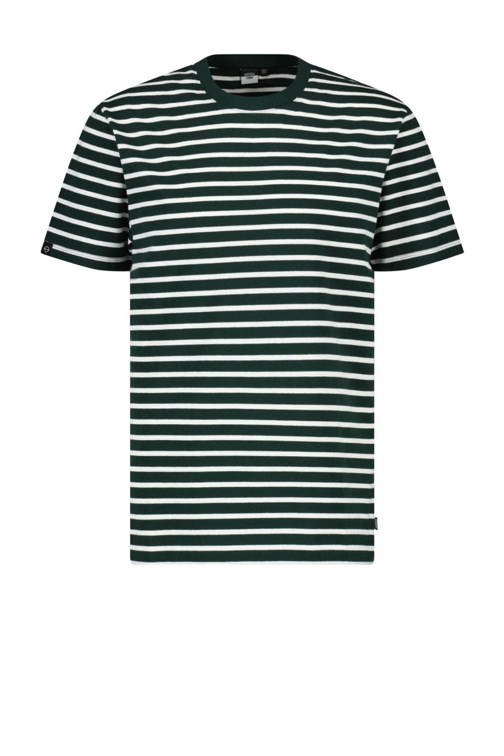 Blauwe heren America Today oversized T-shirt Eric van katoen met strepenprint, korte mouwen en ronde hals
