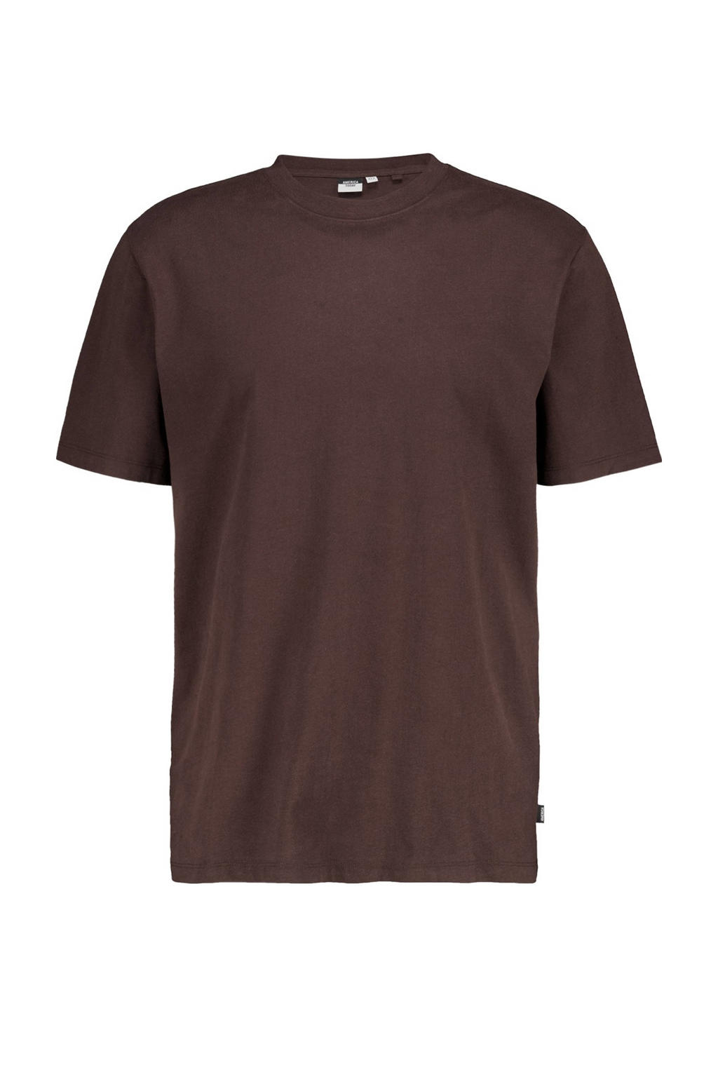 Donkerblauwe heren America Today regular fit T-shirt Eric van katoen met effen, korte mouwen en ronde hals