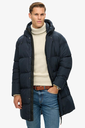 gewatteerde winterjas donkerblauw