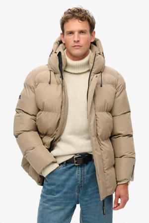 gewatteerde winterjas beige