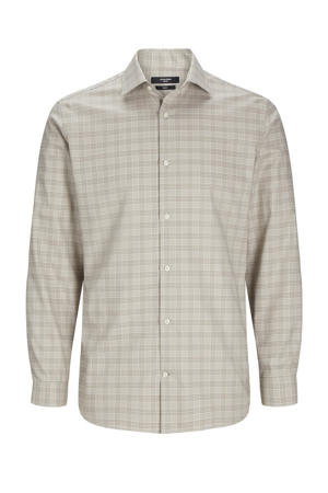 geruit slim fit overhemd JPRBLAPARKER greige