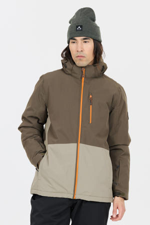 ski-jack Drizzle olijfgroen/beige