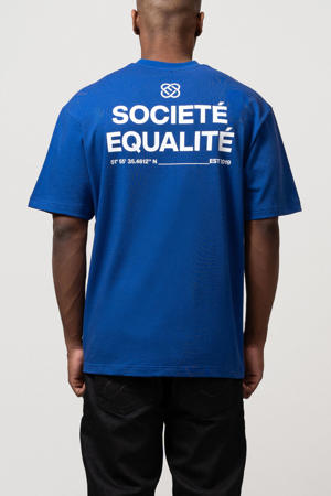 T-shirt SOCIETÉ met backprint blauw