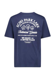 thumbnail: Donkerblauwe heren America Today T-shirt van katoen met backprint, korte mouwen en ronde hals