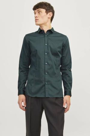 super slim fit overhemd JJPRPARMA donkergroen