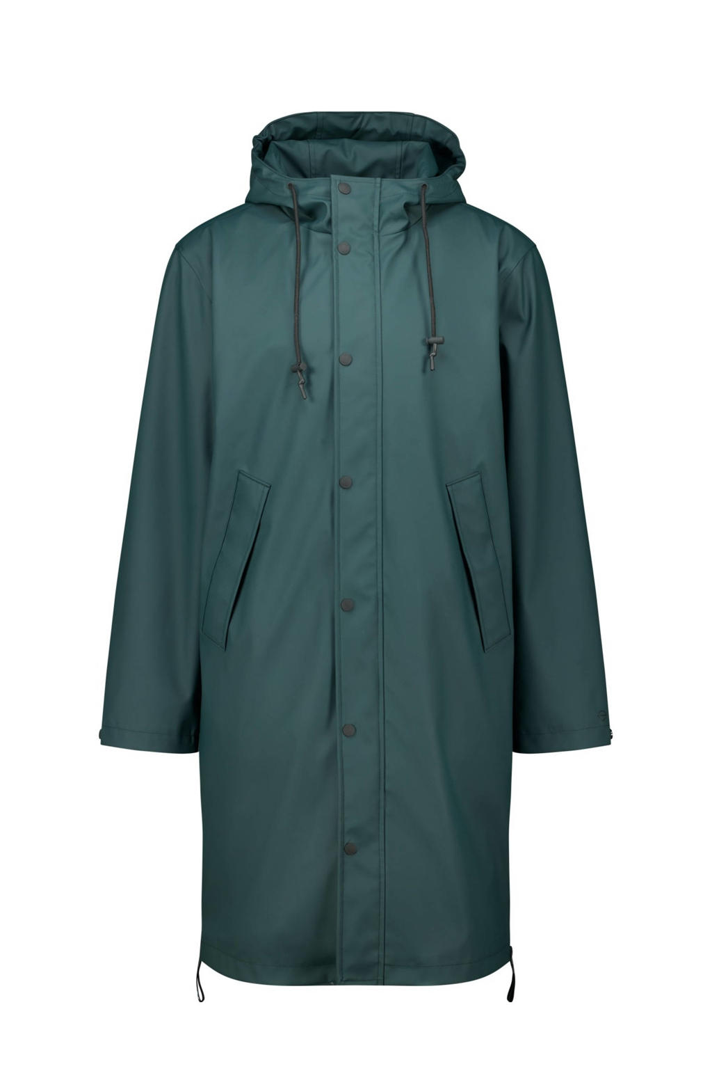 Groene heren America Today regenjas jake x van polyester met effen, capuchon en drukknoopsluiting