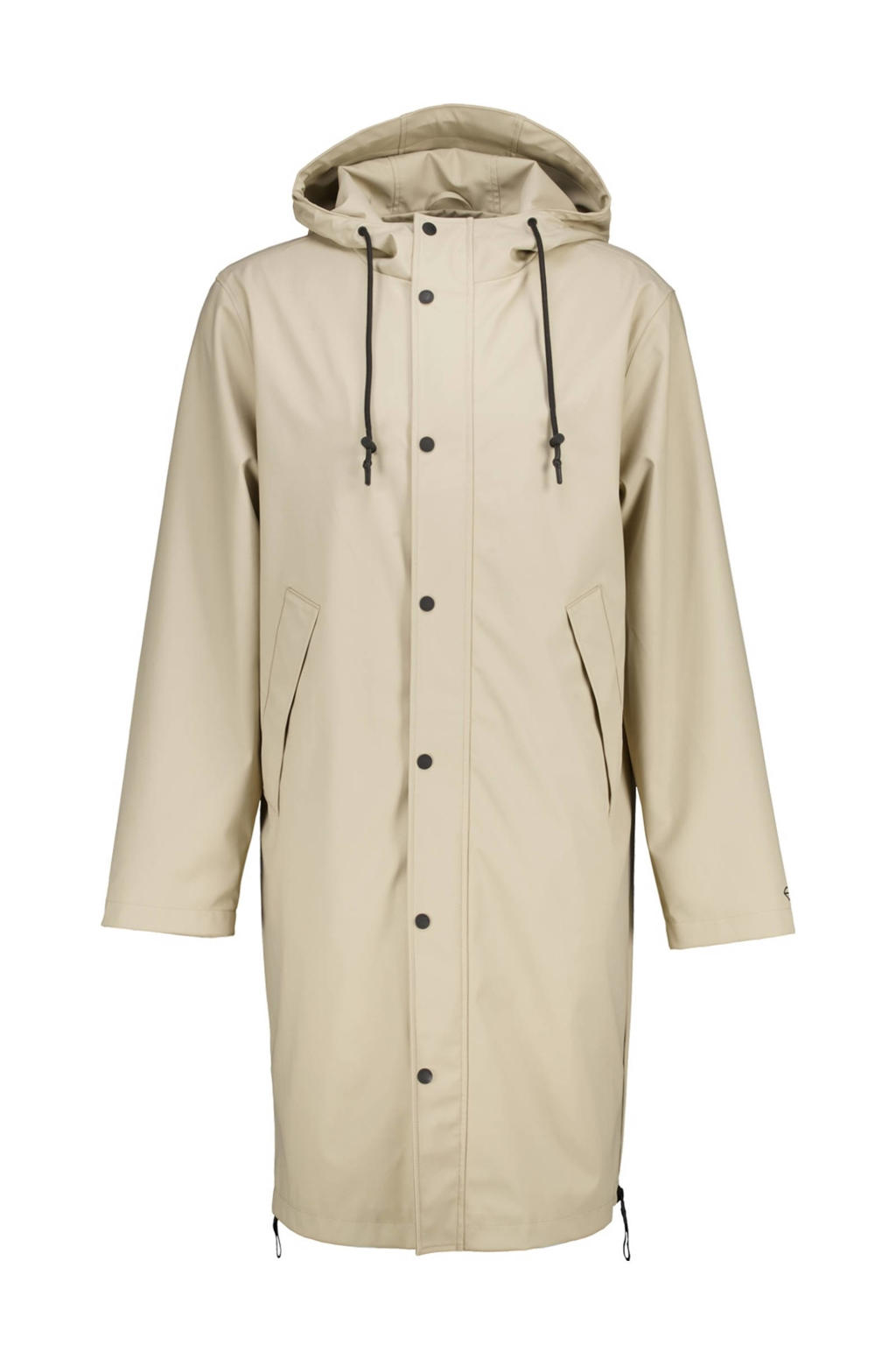 Bruine heren America Today regenjas jake x van polyester met effen, capuchon en drukknoopsluiting