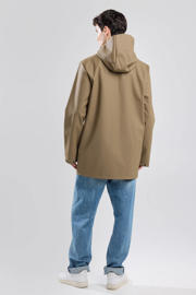 thumbnail: Beige heren America Today regenjas jake van polyester met effen, capuchon en rits- en knoopsluiting