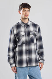 thumbnail: America Today geruit regular fit overshirt zwart/wit