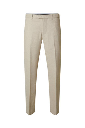 straight fit pantalon SLH196-STRAIGHT met wol beige
