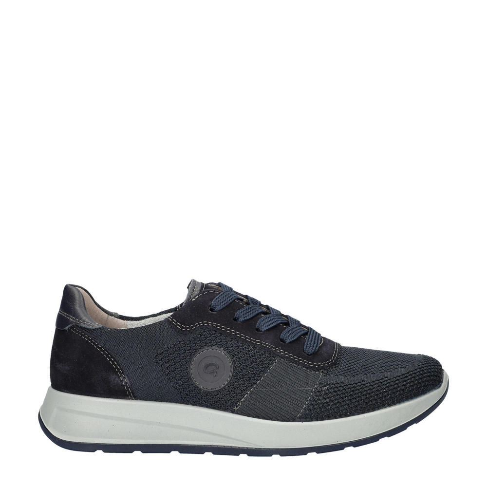 Donkerblauwe heren Ara Matteo Sport sneakers van textiel met veters en effen
