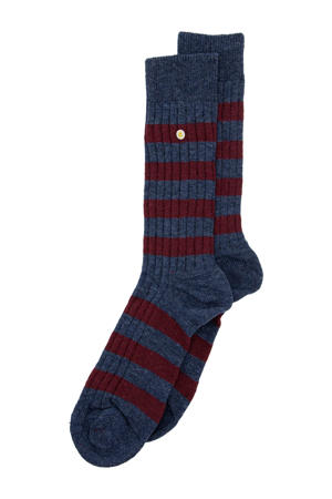 sokken Merino Cosy Stripes donkerblauw/donkerrood