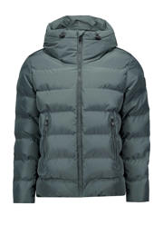 thumbnail: Donkergroene heren Airforce gewatteerde winterjas Robin van polyester met effen, lange mouwen, capuchon en ritssluiting