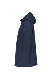 thumbnail: Donkerblauwe heren Airforce winterjas Slimfit van polyester met effen, lange mouwen, capuchon, 2-way rits en tunnelkoord