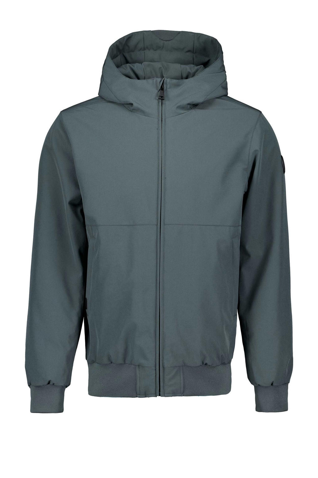 Groene heren Airforce winterjas van polyester met effen, lange mouwen, capuchon en ritssluiting