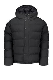 thumbnail: Zwarte heren Airforce gewatteerde winterjas van polyester met effen, lange mouwen, capuchon en rits- en drukknoopsluiting