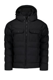 thumbnail: Zwarte heren Airforce gewatteerde winterjas Ben van polyester met effen, lange mouwen, capuchon en ritssluiting