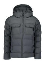 thumbnail: Grijze heren Airforce gewatteerde winterjas Ben van polyester met effen, lange mouwen, capuchon en ritssluiting