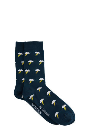sokken met all over print donkerblauw