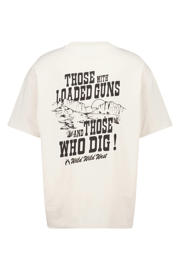 thumbnail: Ecru heren America Today loose fit T-shirt Esteban van katoen met backprint, korte mouwen en ronde hals