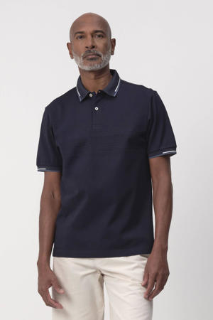 relaxed polo met ingebreid patroon donkerblauw