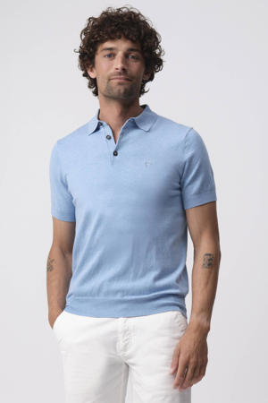 regular polo fijn gebreid lichtblauw