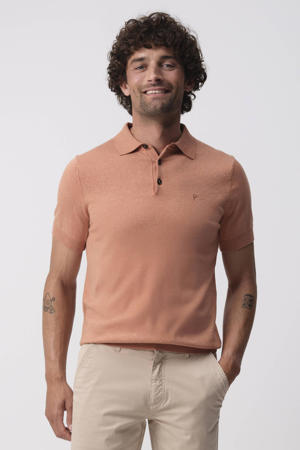 regular polo fijn gebreid donker oranje