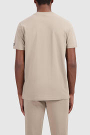 thumbnail: Beige heren Ballin t-shirt van katoen met effen, korte mouwen en ronde hals