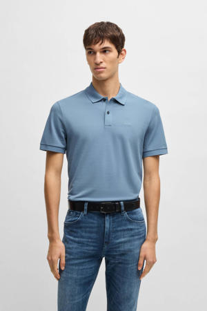slim polo blauw