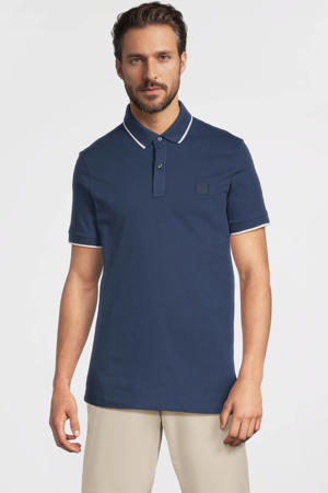 slim polo donkerblauw
